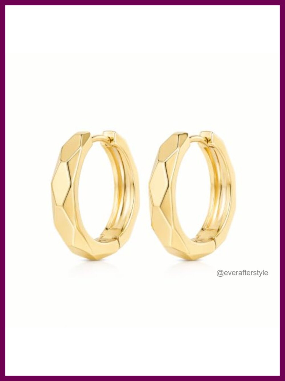 14K Gold Plated Huggie Hoop Earrings Hypoallergenic Click Top Diamond Cut